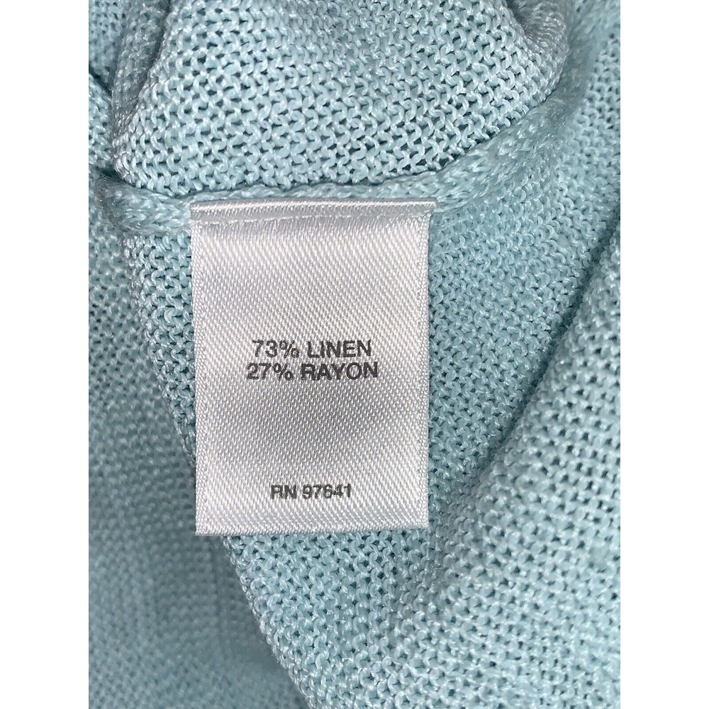 J JILL Pure Jill Aqua Linen Blend Mesh Hem Asymmetrical Tunic Sweater Small - Picture 6 of 6